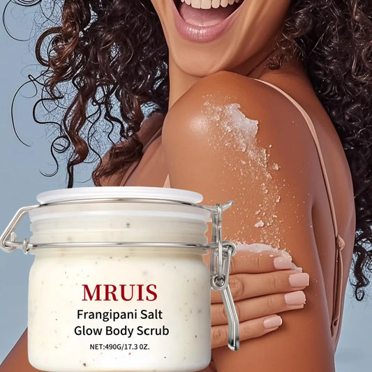 490g Organic Luxurious Tropical Frangipani Salt  Body Scrub Helps Moisture Locking Exfoliating Softening Skin Fragrance Mud