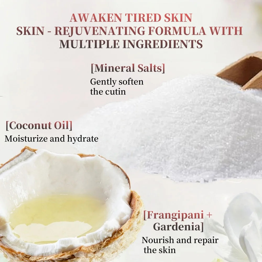 490g Organic Luxurious Tropical Frangipani Salt  Body Scrub Helps Moisture Locking Exfoliating Softening Skin Fragrance Mud